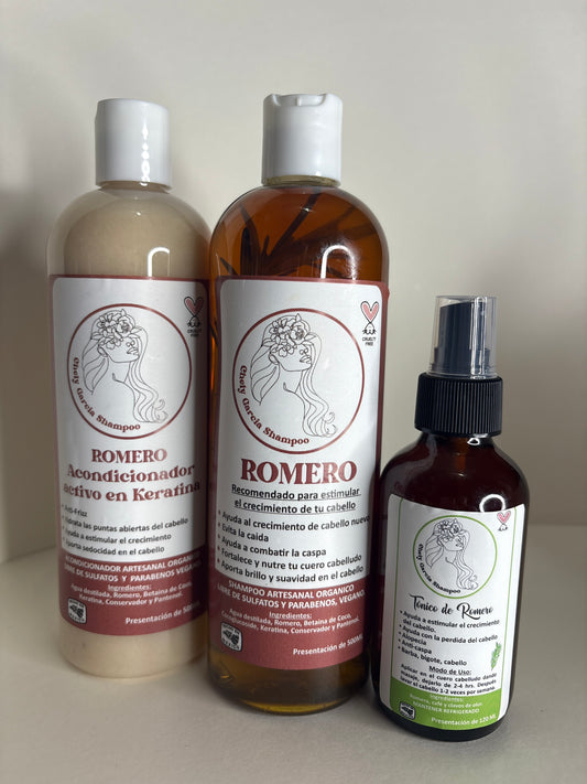 Romero Kit completo para perdida de cabello con tonico capilar