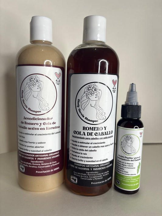 Romero y cola de caballo Kit con Aceite capilar para la perdida de cabello